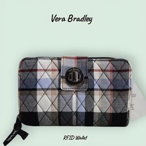 Vera Bradley RFID Perfectly Plaid Wallet with Turn Lock Closure-NWT